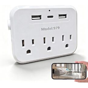 Wall Outlet Hidden Camera - 1080P HD WiFi Spy Cam with Motion Detection & Night Vision, APP Remote View, Indoor Nanny Cam for Home Security (No Audio) in Kuwait