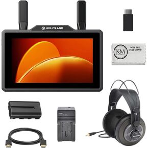 مجموعة شاشة الإرسال والاستقبال اللاسلكية Hollyland Pyro 5 مع سماعات الرأس + كابل HDMI + بطارية + شاحن + قطعة قماش للتنظيف (6 قطع) in Kuwait