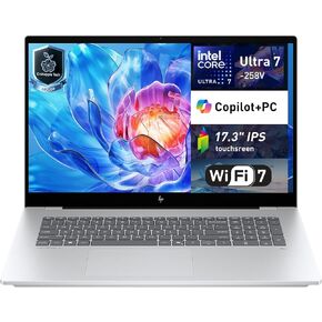 HP OmniBook 7 AI Touchscreen Laptop, 17.3" FHD IPS 400 nits Display, Intel Core Ultra 7 258V, NPU up to 47 Tops, 32GB + 1TB SSD, Wi-Fi 7, Backlit Keyboard, Thunderbolt 4, Windows 11 Home, Silver in Saudi Arabia