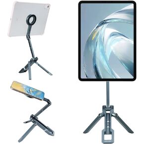 Magnetic Metal iPad Stand, Foldable Desktop Phone Stand, 360° Rotation, Mini Tripod, Compatible with iPhone 17/16/15 & Other Models, Ideal for Kitchen, Office, Video Recording & Photography in Saudi Arabia
