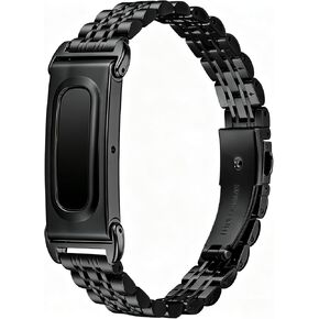 Stainless Steel Watch Band Compatible with Google Fitbit Air, Adjustable Replacement Metal Bracelet Strap with Dual Push-Button Hidden Safety Clasp for Men Women, Fit Wrist 5.5-8.1 Inches in Saudi Arabia