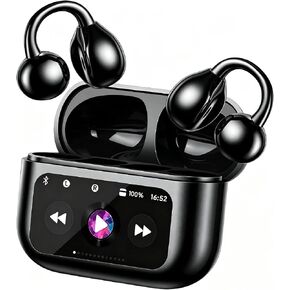 Open Ear Bone conduction Headphones Bluetooth 5.4 Wireless Clip On Earbuds with Digital Display Charging Case 40 Hours Playtime Sport Earphones Built-in Mic IPX7 Waterproof for Running Fitness Purple in Kuwait