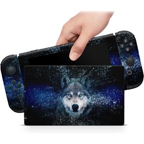ZOOMHITSKINS Matte Skin Compatible with Switch, Blue Wolf Pack Animal Design, Durable 3M Vinyl Decal Wrap, Precision Fit, Bubble-Free, Made in USA in Saudi Arabia