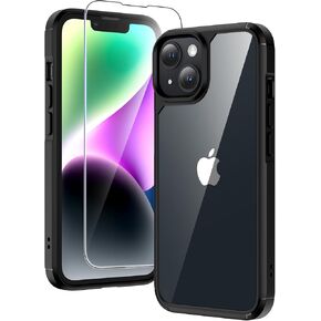 TAURI 3-in-1 Designed for iPhone 14 Case, [Not Yellowing] with 2 Screen Protector, [Military Drop Protection] Shockproof Slim Phone Case for iPhone 14 6.1 Inch-Black in Kuwait