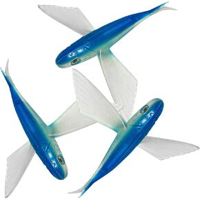 Fish WOW!® 3pcs 8" Flying Fish Unrigged Blue Pearl Yummy Flyer Mahi Tuna Wahoo Soft Lures with 3D Eye in Kuwait