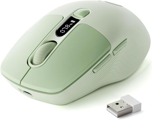 Dual-Mode Wireless Bluetooth Mouse with LED Display for Laptop - Green in Saudi Arabia