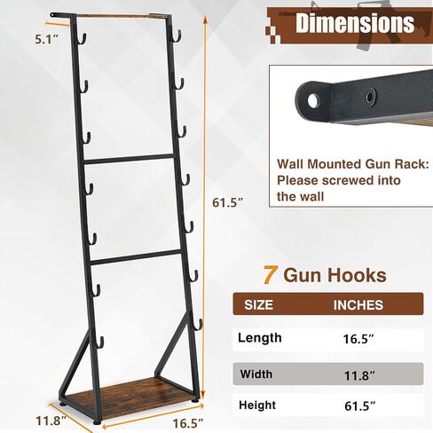 Poyilooo Indoor Gun Rack for Wall Mount Holds Up to 7 Guns in Saudi Arabia