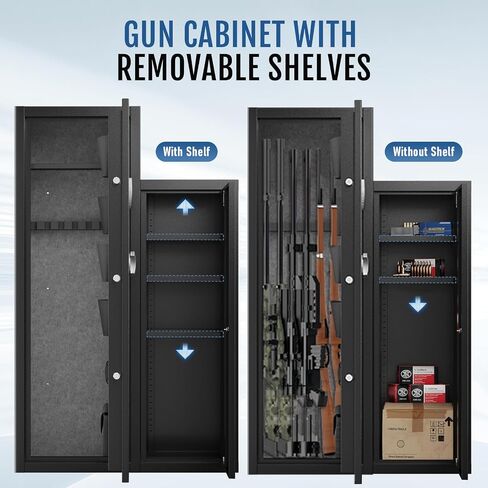 KAER 8-10 Gun Safe, Large Gun Safe for Rifles and Pistols, Quick Access Home Gun Rifle Safe and Storage Gun Locker Cabinet with 4 Pistol Pouches and Removable Shelf for Shotgun, Firearm, Ammo in Saudi Arabia