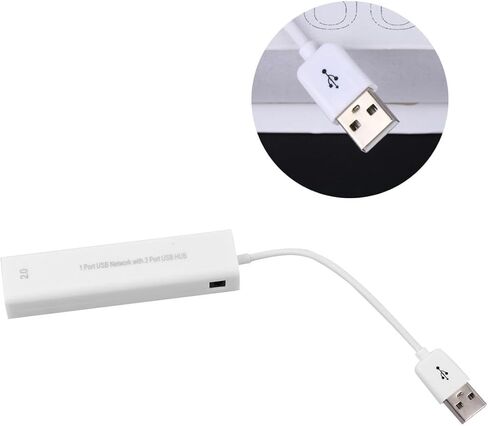 USB to Ethernet Adapter Hub with 3 USB Ports USB 2.0 White in Kuwait
