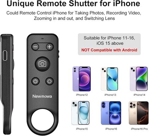 Newmowa Bluetooth Remote Shutter Rechargeable Zoom for iPhone 11-16 in Kuwait