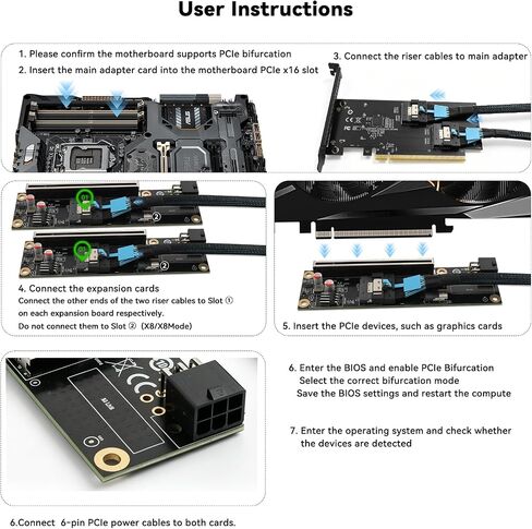 RGEEK PCIe Bifurcation x16 to x8x8, x16 to Dual x8 Bifurcation Riser Card in Kuwait