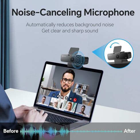 4K Webcam with Microphone, AI Auto Framing & Presenter Tracking, Gesture Control with 5X Digital Zoom, Noise Reduction, 95°/78°/65° Adjustable FOV, Privacy Cover, USB Camera PC Mac Streaming in Kuwait