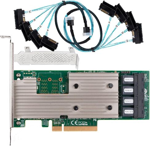 SAS HBA Card Compatible with LSI 9305-16i IT Mode 16-Port with SAS Cables in Kuwait