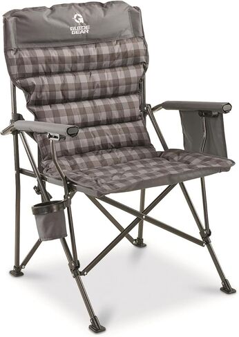 Guide Gear Oversized XL Comfort Padded Mammoth Camping Chair; Includes Carry Bag, Portable, Folding, Large Camp Lounge Chairs for Outdoor, Adults, Men and Women, Heavy-Duty 500-Pound Capacity Green in Kuwait