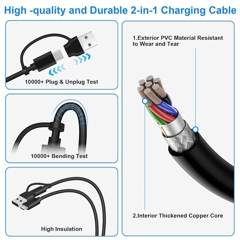 EGK 5FT USB C & A to Micro USB Charge & Data Transfer Cable in Kuwait