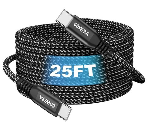 USB C to USB C Cable 25FT, 60W Fast Charging, USB 2.0 Data Transfer in Kuwait