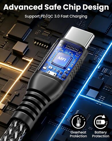 USB C to USB C Cable 25FT, 60W Fast Charging, USB 2.0 Data Transfer in Kuwait