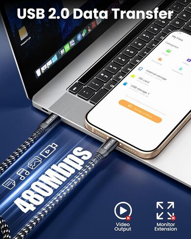 USB C to USB C Cable 25FT, 60W Fast Charging, USB 2.0 Data Transfer in Kuwait