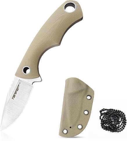 TONIFE Neck Knife Mini Outdoor Survival Fixed Blade Knife, EDC High Hardness Sharp Blade 1.7'' Portable Neck with Kydex Sheath and Ball Chain (orange) in Kuwait