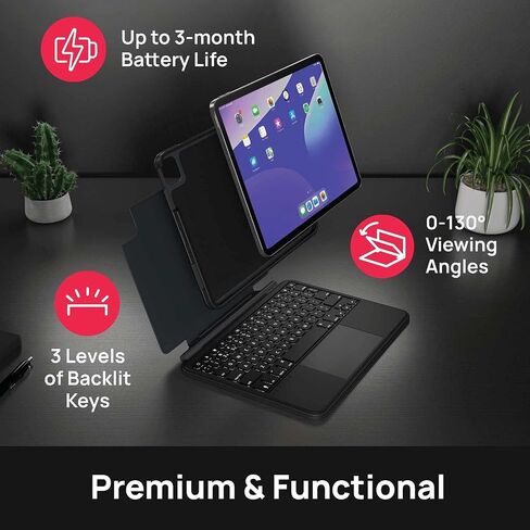 Brydge Air MAX+ iPad Keyboard Case with Trackpad for iPad Pro 11-inch (1st-4th Gen) & Air 11-inch (4th Gen-M4) | Detachable Magnetic Backlit Keyboard, Bluetooth 5.0 | Black in Kuwait