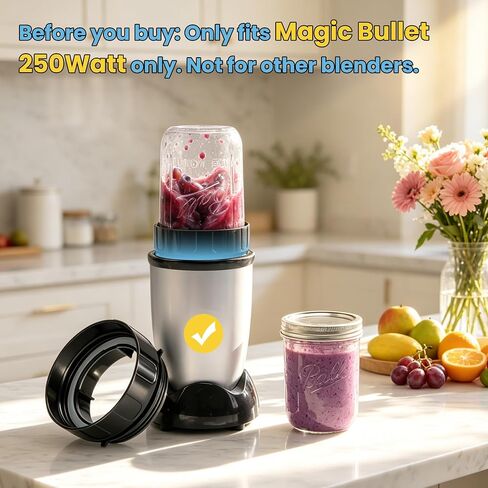 Adapter for 250W Magic Bullet Blender & Ball Wide-Mouth Mason Jars - Blend, Store & Go in Same Jar, Blender Accessory for MB1001 - Easy to Clean, Dishwasher Safe in Saudi Arabia