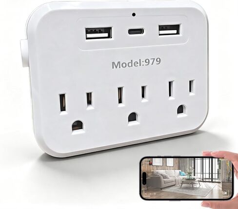 Wall Outlet Hidden Camera - 1080P HD WiFi Spy Cam with Motion Detection & Night Vision, APP Remote View, Indoor Nanny Cam for Home Security (No Audio) in Kuwait