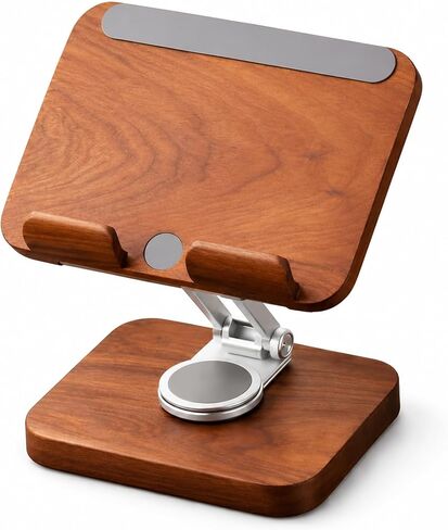 Adjustable Walnut Wood Tablet Stand, iPad & Kindle Holder for Desk & Office in Saudi Arabia