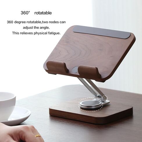 Adjustable Walnut Wood Tablet Stand, iPad & Kindle Holder for Desk & Office in Saudi Arabia