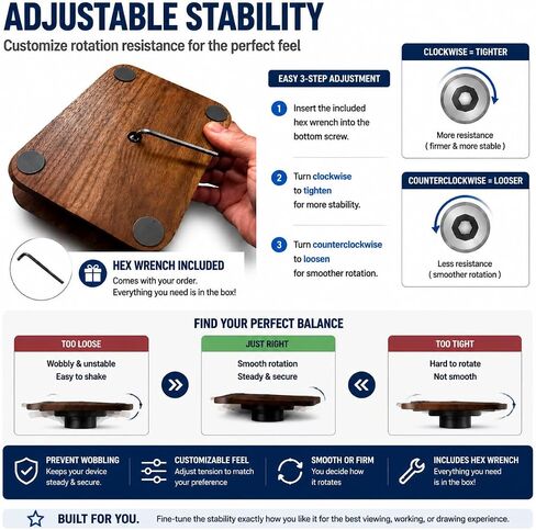Adjustable Walnut Wood Tablet Stand, iPad & Kindle Holder for Desk & Office in Saudi Arabia