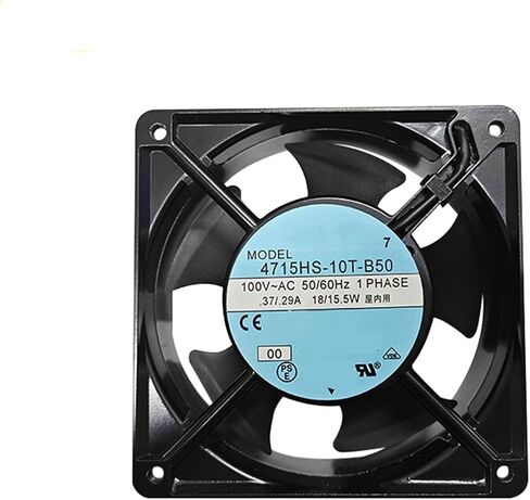 1pcs Cooling Fan 4715HS-10T-B50 AC 100V 0.37/0.29A 18/15.5W 50/60Hz 12cm 12038 120x120x38mm 2-Pin Tab Terminals in Saudi Arabia