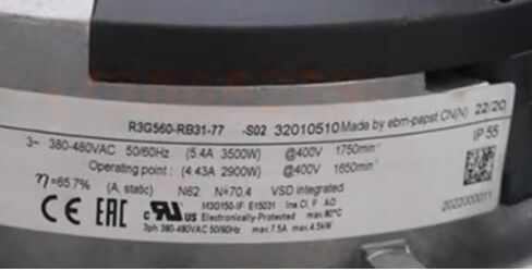 R3G560-RB31-77 380-480V 5.4/4.43A 3500/2900W 1750/1650RPM Cooling Fan 560mm in Kuwait
