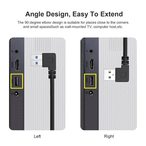 Oxsubor SuperSpeed USB 3.0 Male to Female Extension Data Cable Left and Right Angle 2PCS (20CM,8IN) in Saudi Arabia