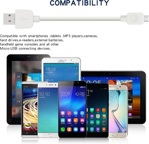 SMALLElectric Micro USB Cable (5-Pack, 6FT) Android Charger, Long Android Phone Charger Cord for Samsung Galaxy S7 S6 Edge J7 S5,Note 5 4,LG 4 K40 K20,MP3,Kindle,Tablet,White in Kuwait