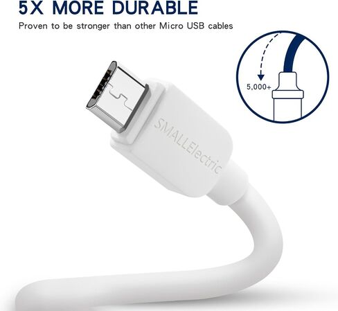 SMALLElectric Micro USB Cable (5-Pack, 6FT) Android Charger, Long Android Phone Charger Cord for Samsung Galaxy S7 S6 Edge J7 S5,Note 5 4,LG 4 K40 K20,MP3,Kindle,Tablet,White in Kuwait