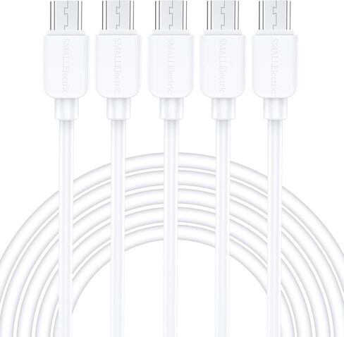SMALLElectric Micro USB Cable (5-Pack, 6FT) Android Charger, Long Android Phone Charger Cord for Samsung Galaxy S7 S6 Edge J7 S5,Note 5 4,LG 4 K40 K20,MP3,Kindle,Tablet,White in Kuwait