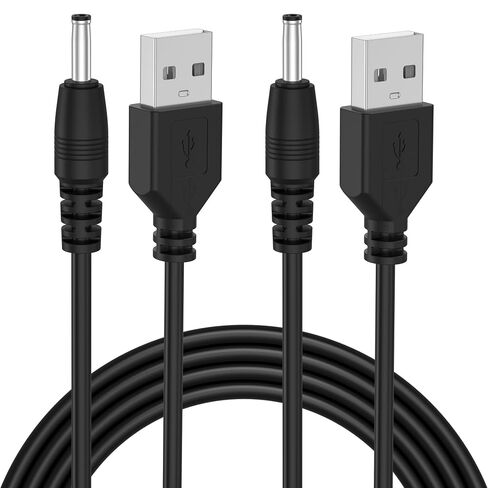 Vancle 2 Pack for USB to DC 3.5mm Cable, USB Type A Male to DC 3.5mm x 1.35mm Male 5V DC Power Plug Connector Charge Barrel Jack Power Cable (2*Black) in Kuwait