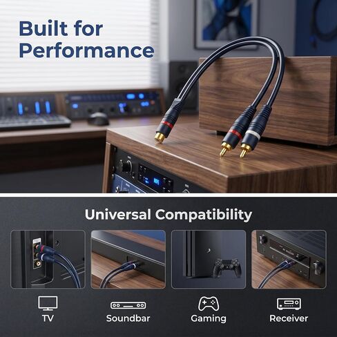 2 Pack RCA Y Splitter 1 Female to 2 Male Audio Cable in Saudi Arabia