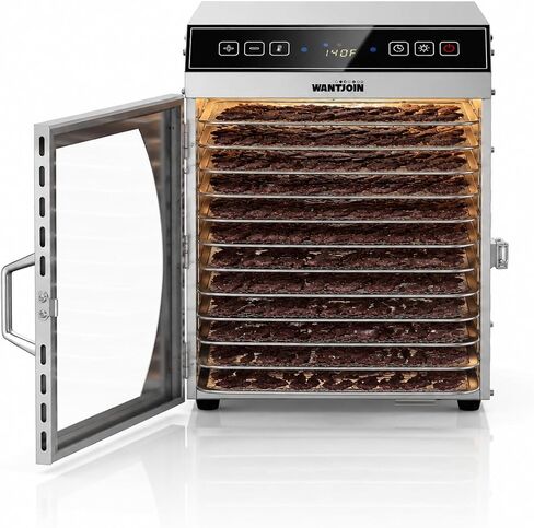 WantJoin Food Dehydrator Machine - 12 Tray Commercial Food Dehydrator, 5 Hooks, Hanging Rack, 86-194℉ Temp Control, 800W Food Dehydrater, 24H Timer, LED Display, For Meat Jerky Fruit Vegetable in Saudi Arabia
