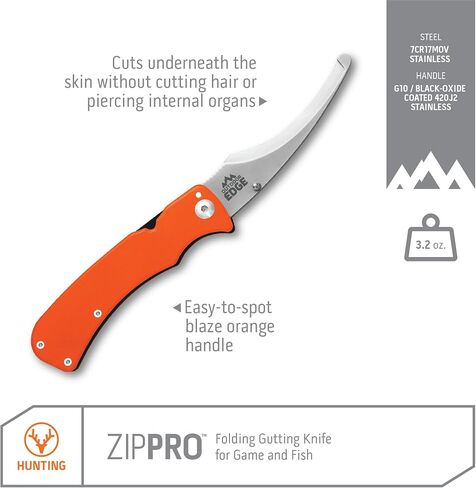OUTDOOR EDGE RazorPro S with ZipPro | RazorSafe Replaceable Blade 3.5" Folding Knife with Saw and Camo Nylon Sheath includes 6 Replacement Blades | Folding Gutting/Rescue Knife with 3.5" Blade in Saudi Arabia