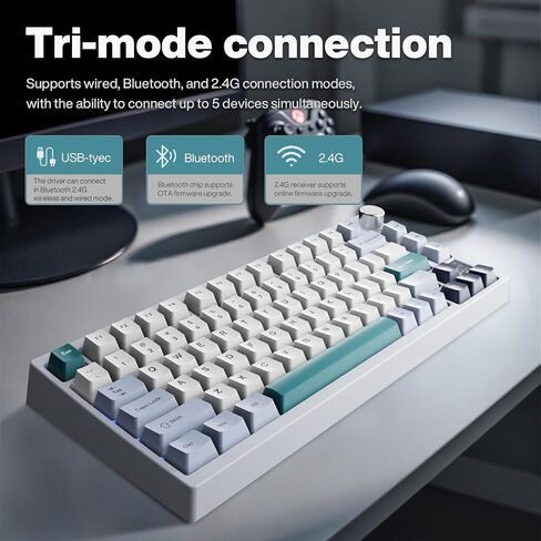 GK GAMAKAY TK75 V2 75% Silent Mechanical Keyboard with TFT Screen in Kuwait