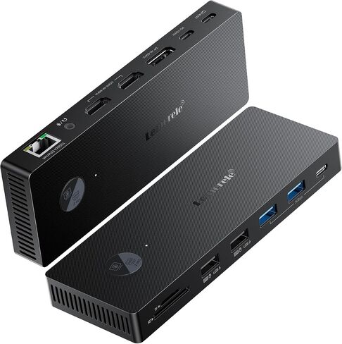Lemorele 13-in-1 USB-C Docking Station, Triple Monitor Dock, DP 1.2 & 2×HDMI 2.0 4K@60Hz, DP DSC for 4K@30 Triple Display, 100W PD, Gigabit Ethernet, USB 3.0/2.0, SD/TF, Audio, for Windows Laptops in Saudi Arabia