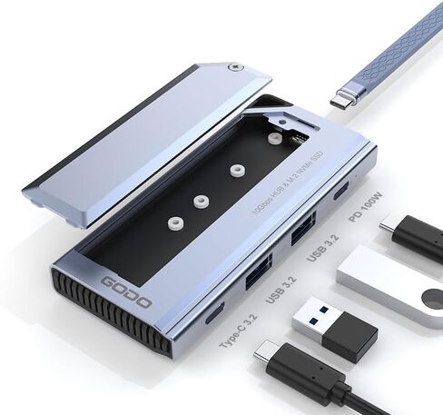 GODO 5-in-1 USB-C Hub with M.2 NVMe SSD Enclosure, 10Gbps USB 3.2, 100W PD in Saudi Arabia