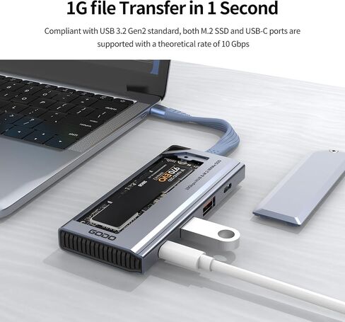 GODO 5-in-1 USB-C Hub with M.2 NVMe SSD Enclosure, 10Gbps USB 3.2, 100W PD in Saudi Arabia