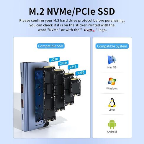 GODO 5-in-1 USB-C Hub with M.2 NVMe SSD Enclosure, 10Gbps USB 3.2, 100W PD in Saudi Arabia