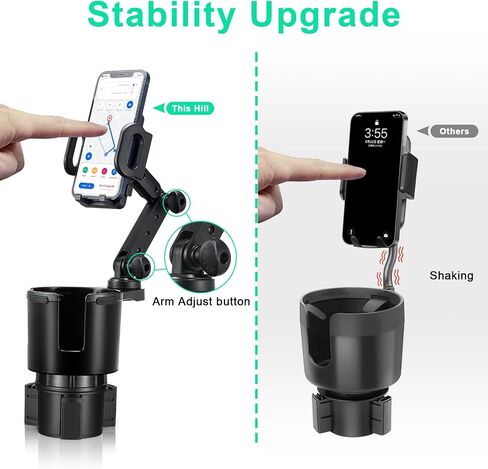 This Hill Car Cup Holder Expander Adjustable Base with Phone Mount 360° Rotation Cup Holder Cell Phone Holder for Car Compatible with iPhone All Smartphones in Saudi Arabia
