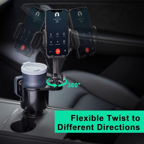 This Hill Car Cup Holder Expander Adjustable Base with Phone Mount 360° Rotation Cup Holder Cell Phone Holder for Car Compatible with iPhone All Smartphones in Saudi Arabia