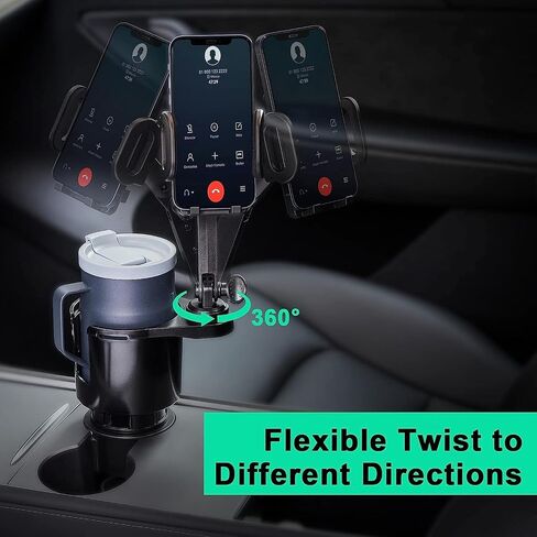 This Hill Car Cup Holder Expander Adjustable Base with Phone Mount 360° Rotation Cup Holder Cell Phone Holder for Car Compatible with iPhone All Smartphones in Saudi Arabia