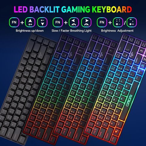 CHONCHOW 60% Wireless Gaming Keyboard and Mouse Combo,LED Backlit in Kuwait