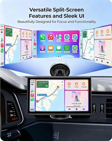 7" Portable CarPlay Screen for Car, 60FPS Car Play for Apple CarPlay & Android Auto, Upgrade Car Screen with AirPlay, Bluetooth, Voice Control, GPS Navigation, Plug & Play in Kuwait