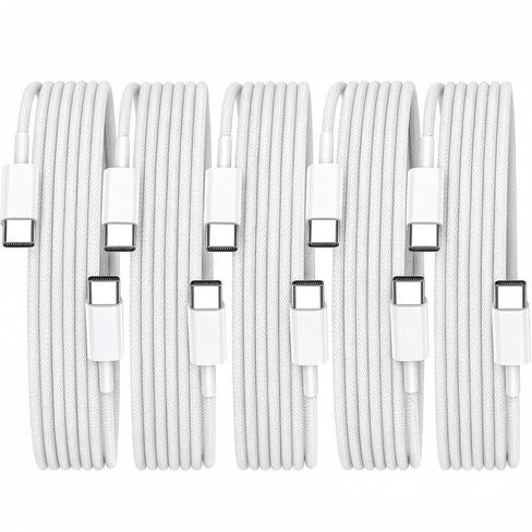 كابل USB C لشاحن iPhone 17 السريع بطول 6.6 قدم منسوج ملون 5 عبوات in Kuwait